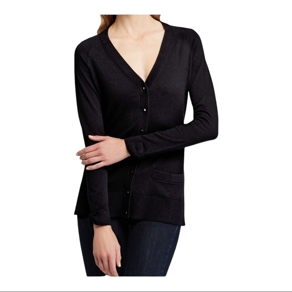 KATE SPADE NY Womens Black Cashmere Blend Knit Button Up Cardigan Sweater - Picture 1 of 11